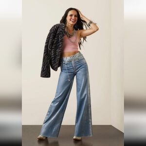 Ariat Fantastic Silver Gloss Jazmine Ultra High Rise Wide Leg Jeans